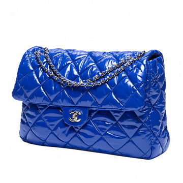 Chanel Maxi Flap Bag Nylon & Silver-Tone Metal Blue